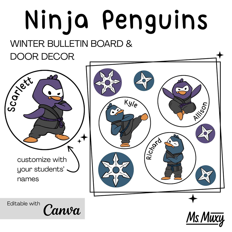 Thumbnail: Ninja Penguins Door Decorations | Bulletin Boards