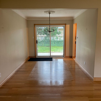 1960's dining room before and after, old and dingy, dated light fixtured, chandelier before and after dining room makeover, house to home, empty house