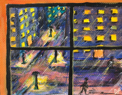 city night view through window