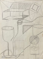 cubist bottle and glasses