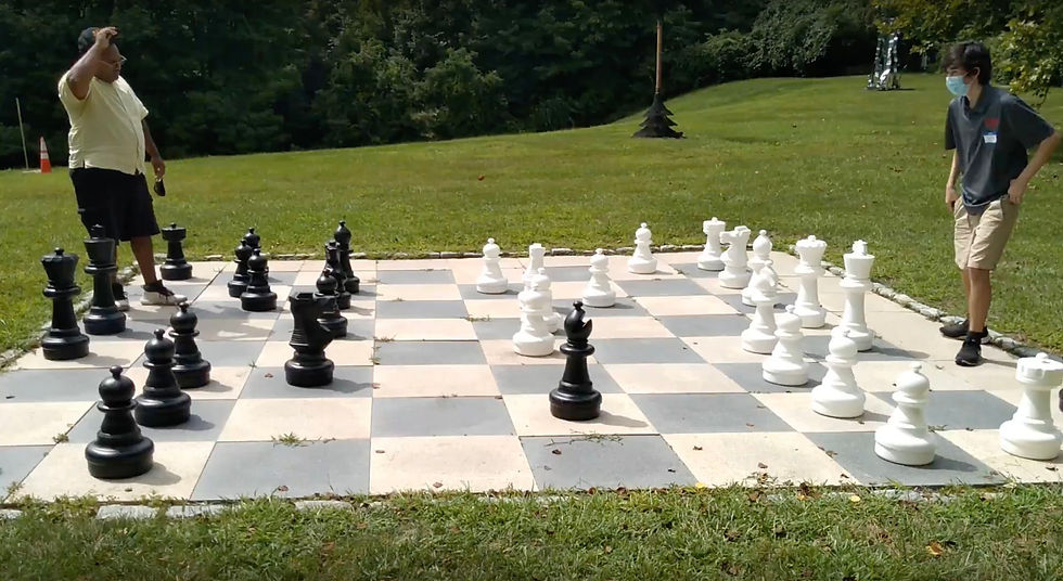 Playing big chess at the Hammond Museum