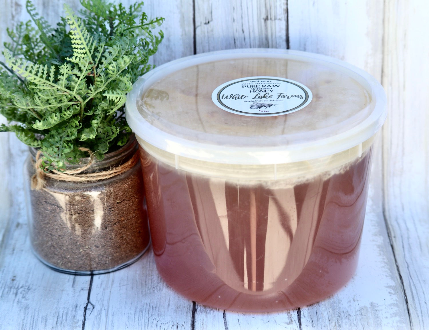 5lbs Plastic Tub of Unfiltered Raw Honey * Lightly Strained