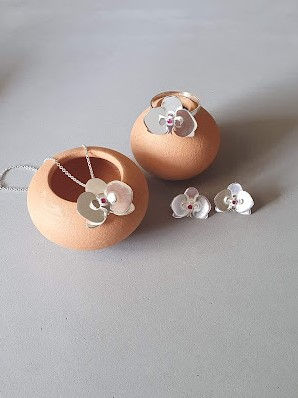 Conjunto Orquídea Com Pedra