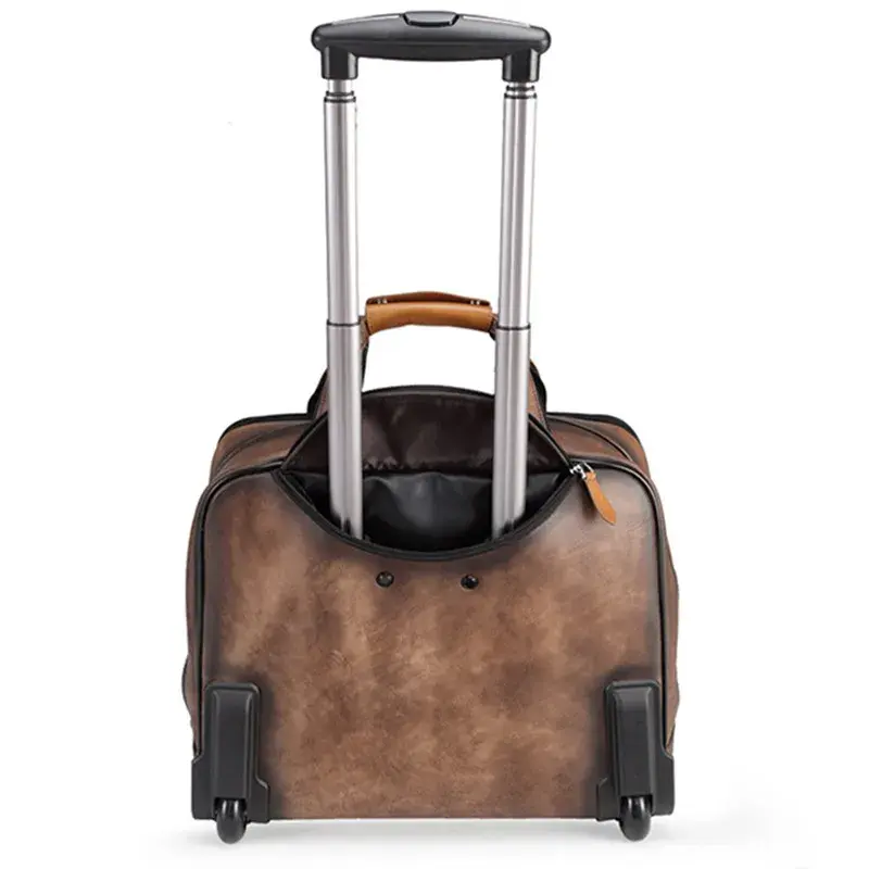 Thumbnail: Men’s Retro Genuine Leather Trolley Case – Business Travel in Classic Style