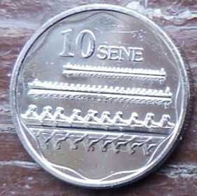 10 Сене, 2011 года, Самоа, Монета, Монеты, 10 Sene 2011, Samoa, Спорт, Перегони на каноє, Sports, Canoe racing на монете, Туї Атуа Тупуа Тамасесе Ефі (голова держави Самоа), Tui Atua Tupua Tamase Efi (Head of State of Samoa) на монете.