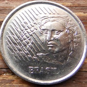 1 Реал, 1994 года, Бразилия, Монета, Монеты, 1 Real 1994, Brasil, Обличчя людини, Human face, Лицо человека на монете.