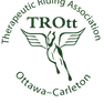Logo for Therapeutic Riding Association (TRott) Ottawa-Carleton, featuring a winged horse and the organization's name in a circle.
