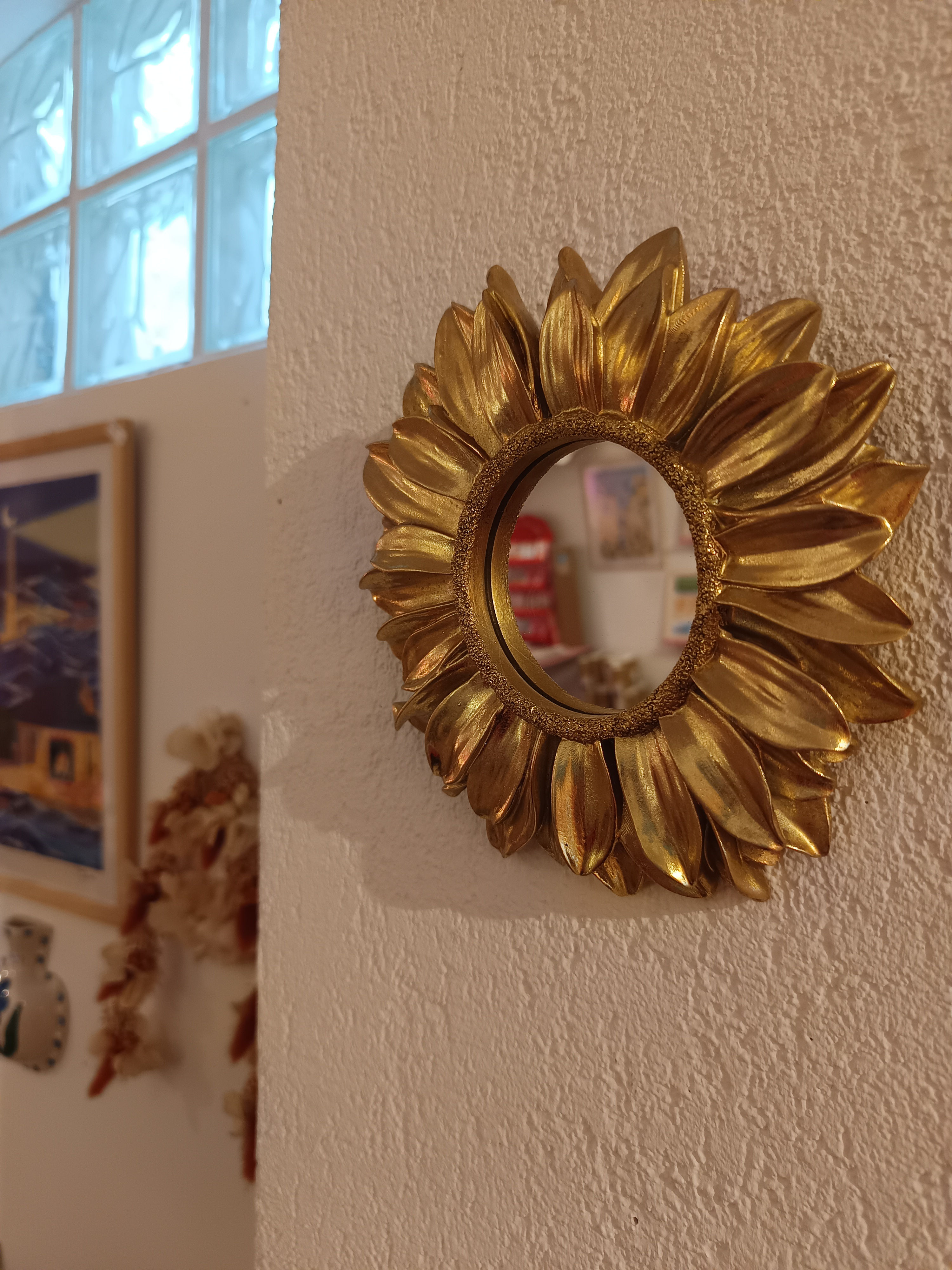 Miroir tournesol doré