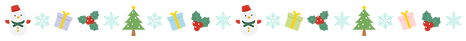 雪だるま・雪の結晶・プレゼント・ヒイラギ・クリスマスツリー