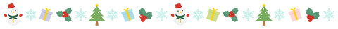 雪だるま・雪の結晶・プレゼント・ヒイラギ・クリスマスツリー