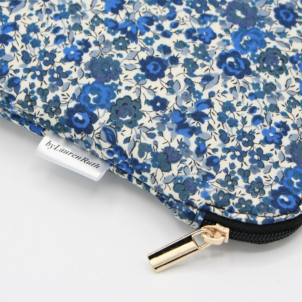 Thumbnail: Laptop Cover Made with Liberty Fabric (Emma Georgina Navy)