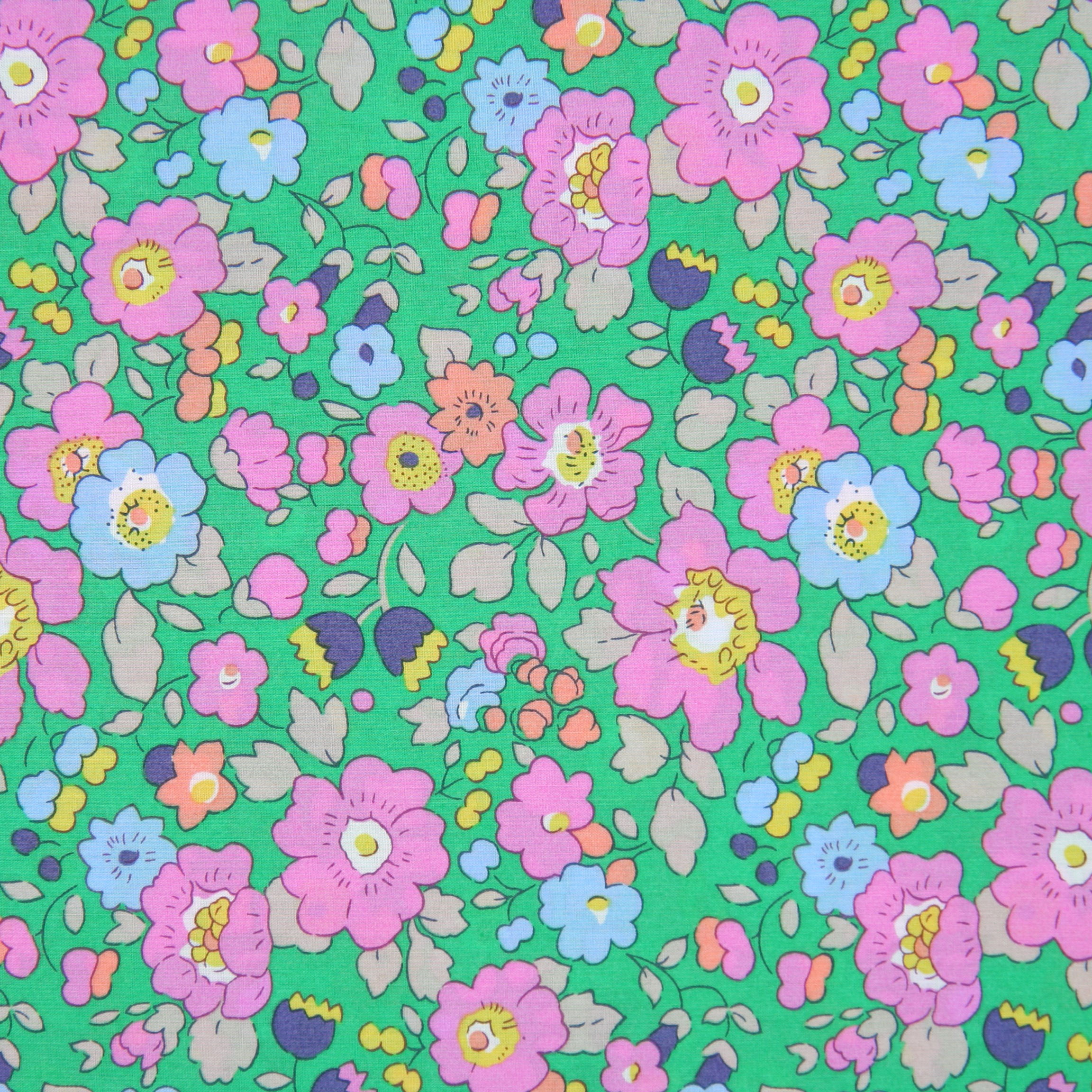 Liberty Fabric Tana Lawn (Betsy Meadow Green Neon)