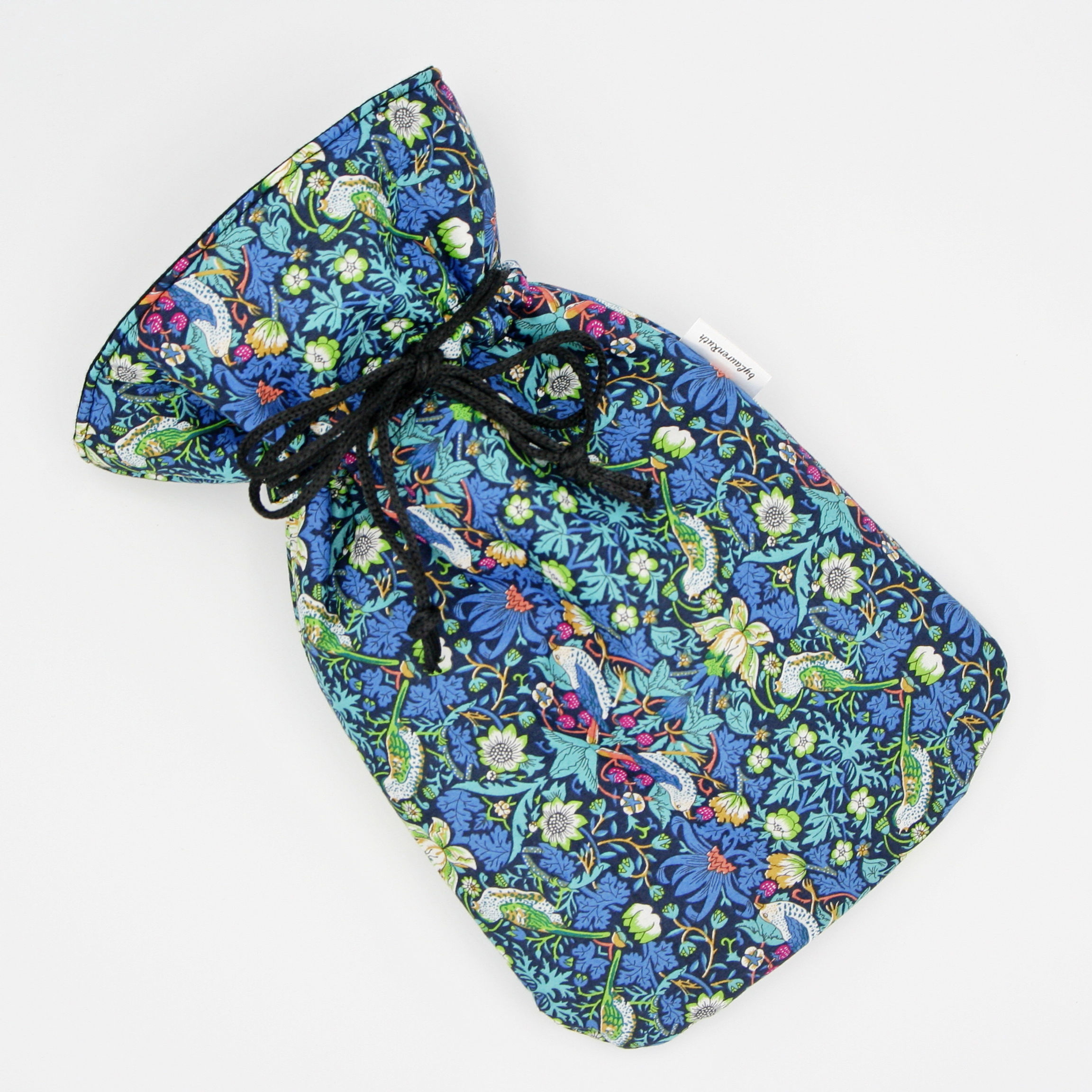 Hot Water Bottle Made with Liberty Fabric (Strawberry Thief Teal