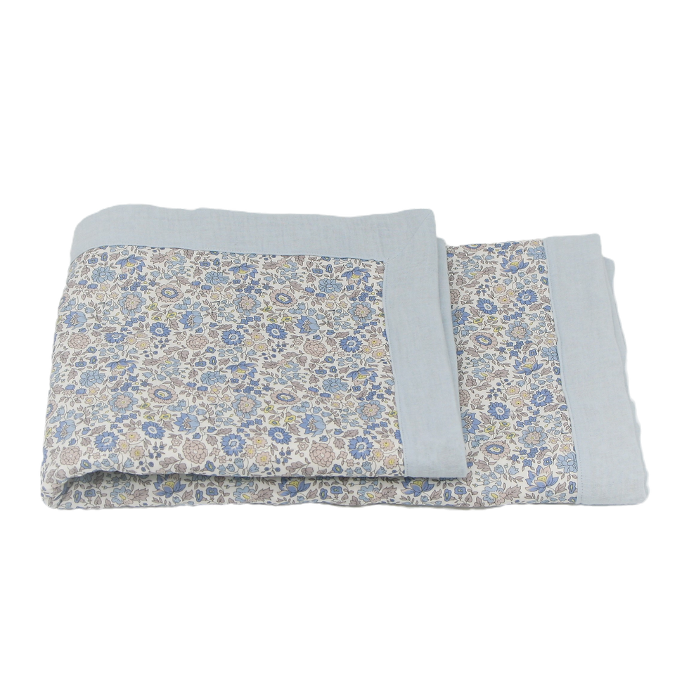 Thumbnail: Quilted Woollen Blanket Made with Liberty Fabric (Danjo Taupe)
