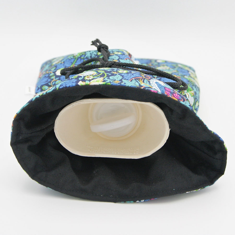 Thumbnail: Hot Water Bottle Made with Liberty Fabric (Strawberry Thief Teal