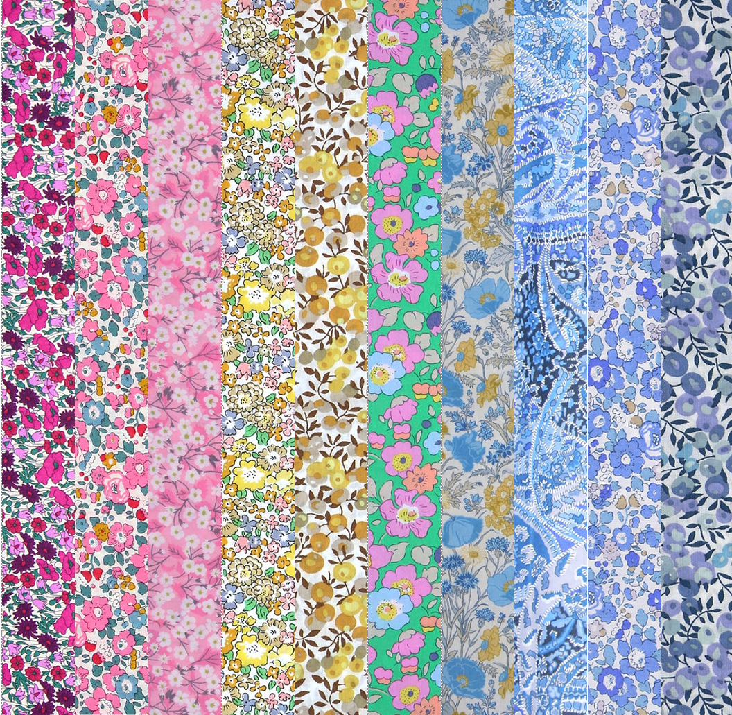 10 Piece Bundle Liberty Fabric Tana Lawn (Rainbow)