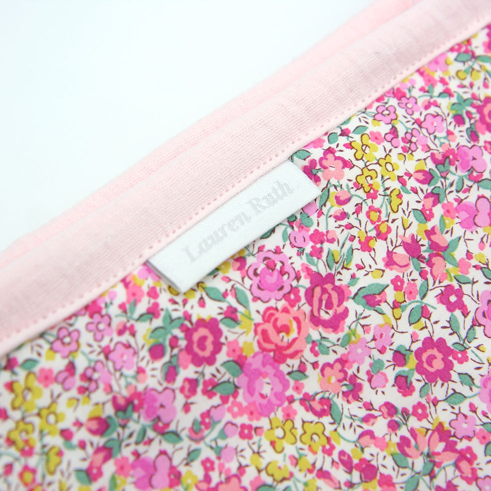Thumbnail: Quilted Woollen Blanket Made with Liberty Fabric (Emma Georgina Pink)