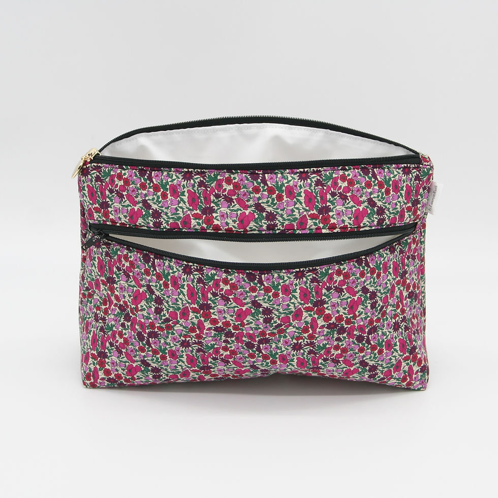 Thumbnail: Double Zip Toiletry Bag Made with Liberty Fabric (Petal and Bud)