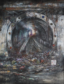 Acrílico y collage sobre tela, 130x100cm