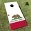 Thumbnail: a set of cornhole boards sitting in grass with a state flag
