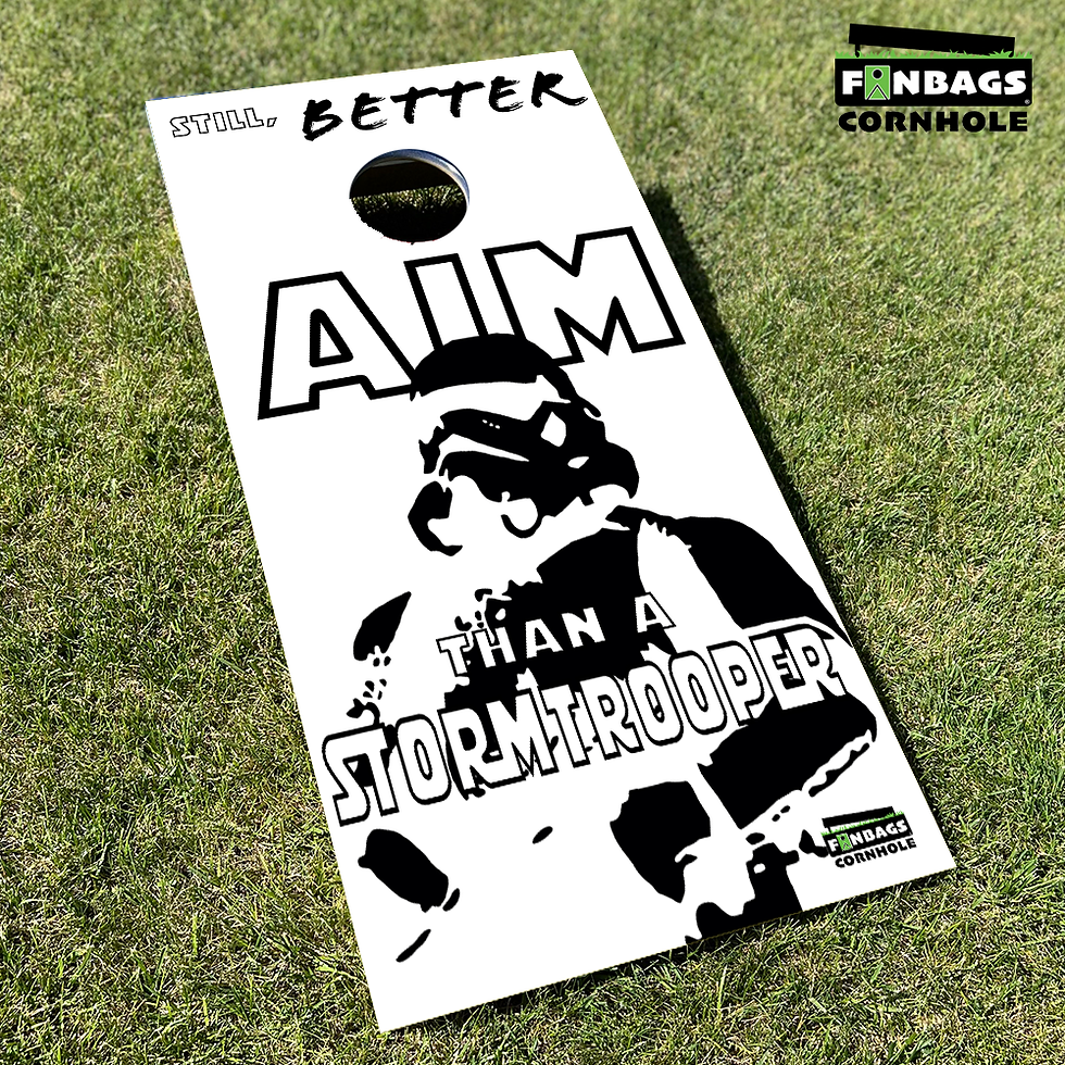 Thumbnail: Star Wars themed cornhole boards featuring a stormtrooper printed on the playing surface