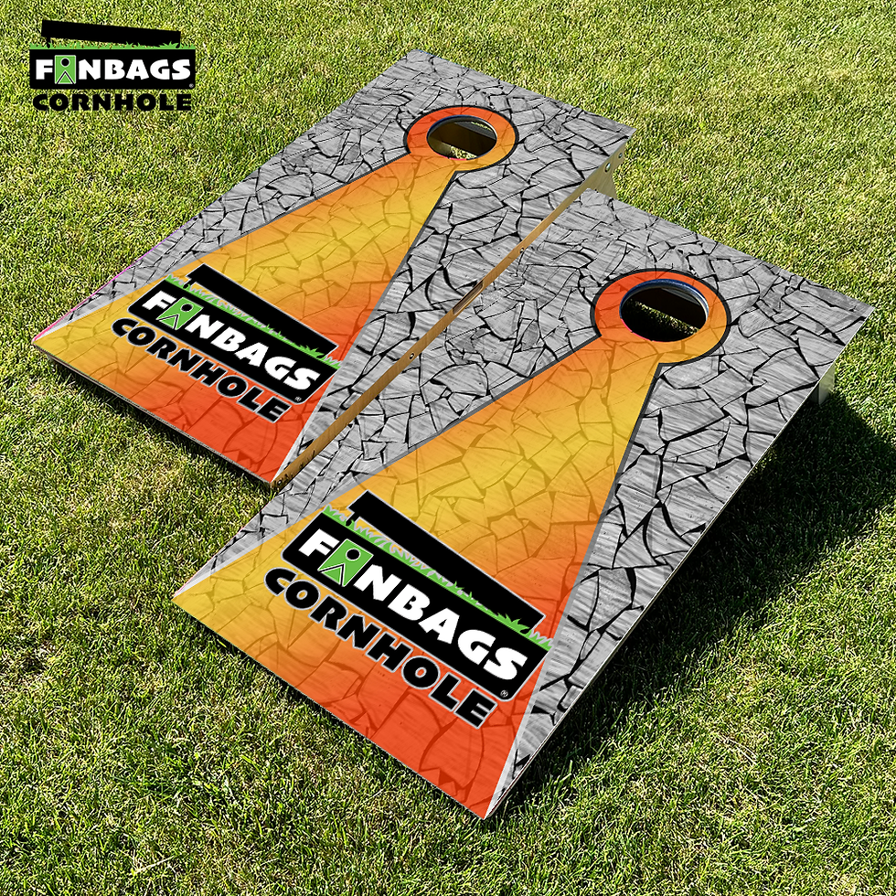 Thumbnail: A pair of official-size cornhole boards made from smooth Baltic birch wood, each featuring a vivid color explosion design