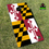 Thumbnail: a set of cornhole boards sitting in grass with a Maryland state flag