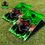 Thumbnail: a set of cornhole boards sitting in grass with a Fanbags logo and green fire
