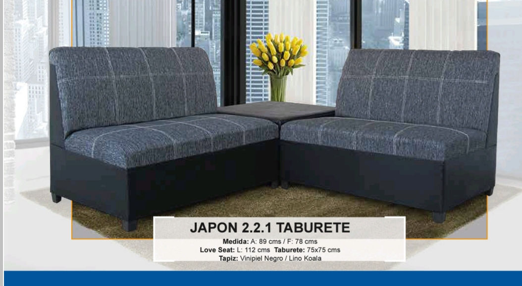 SALA JAPON 2-2-1 TABURETE VINIL PIEL/LINO O SUDE IBARRA