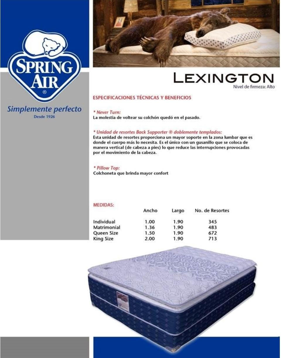 COLCHON LEXINGTON MAT MAXIM CAPACIDAD EN KG SPRING AIR