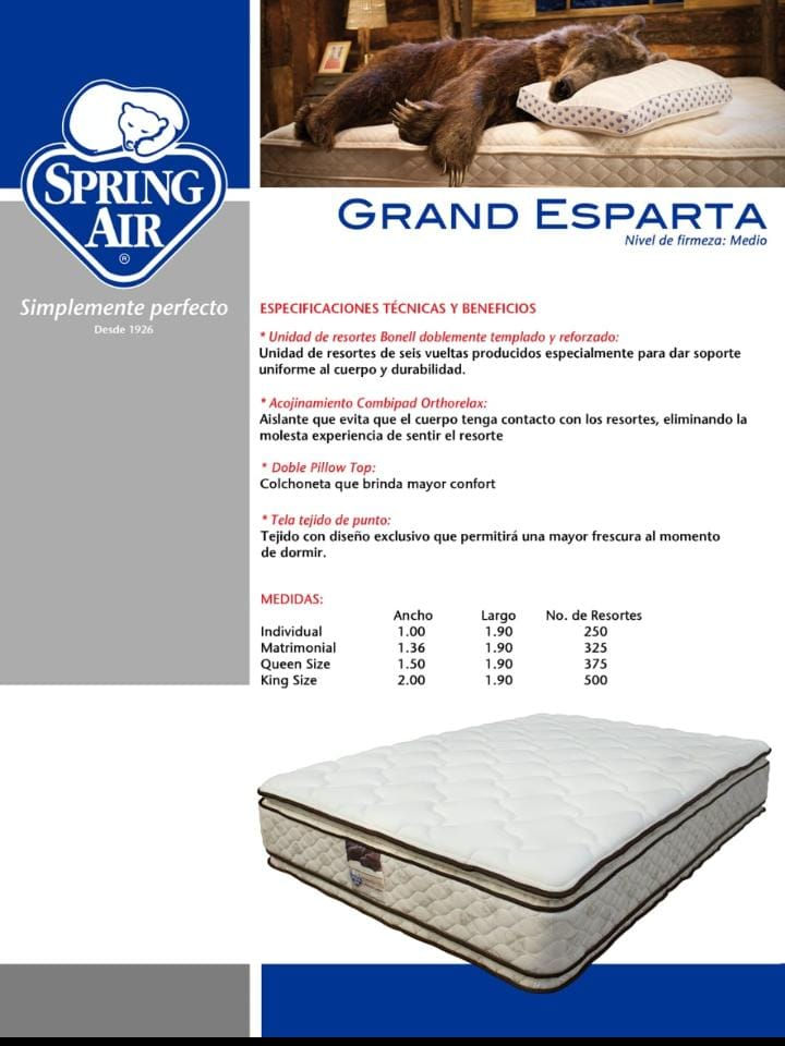 COLCHON GRAND ESPARTA MATRIMONIAL SPRING AIR