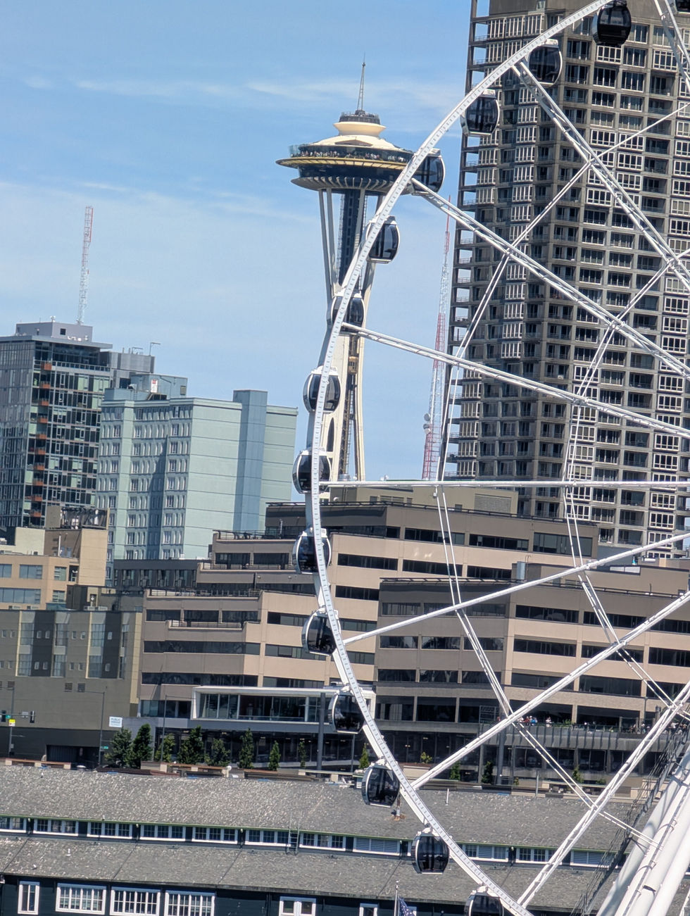 The Seattle Great Wheel and the Space Needle