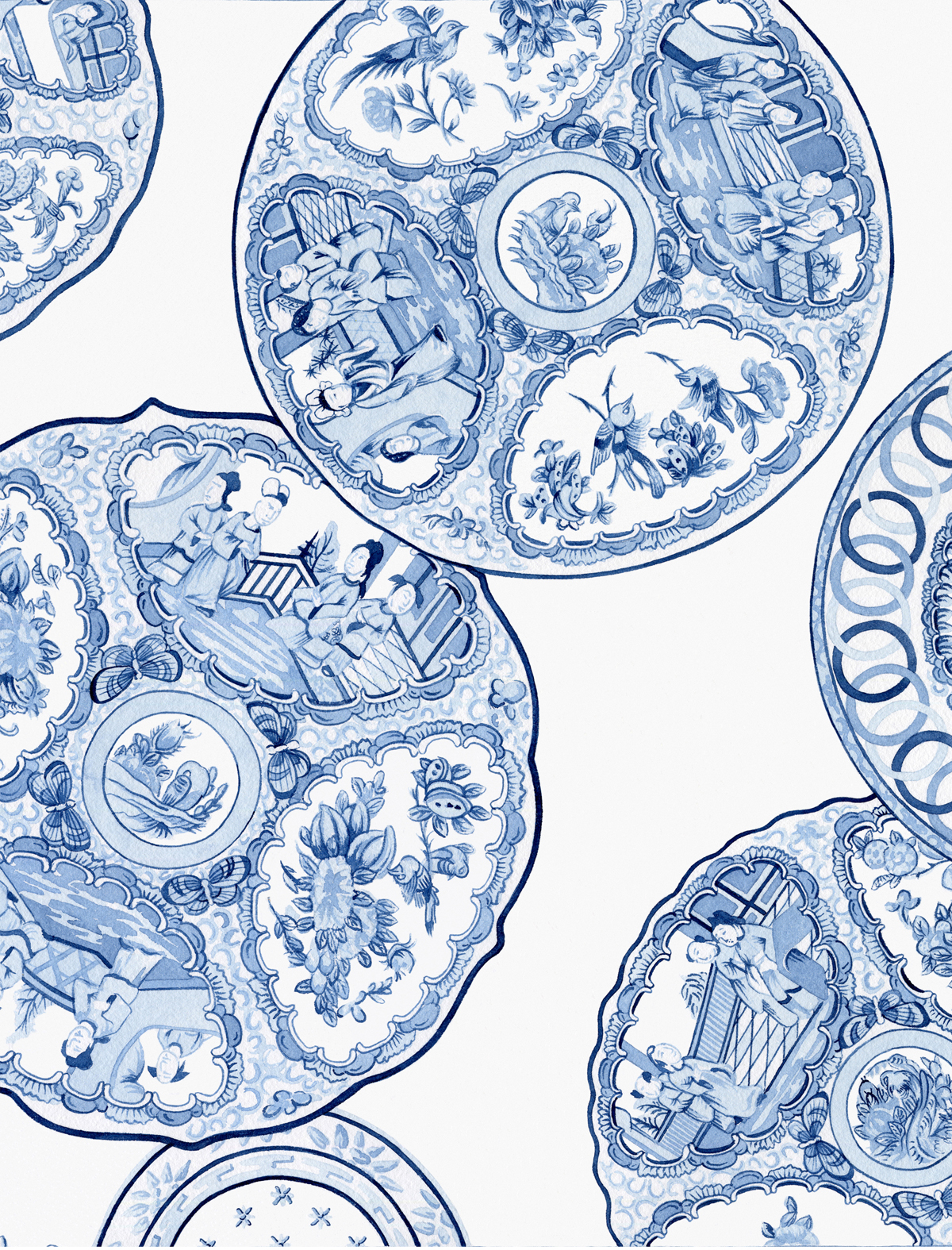 Chinese Plates in Blue and White #71