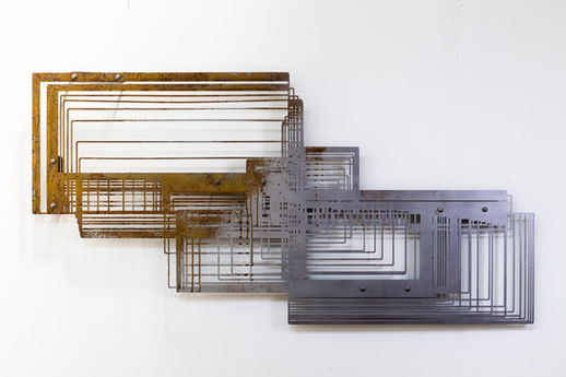 Laser cut steel, wall mounted sculpture, rust