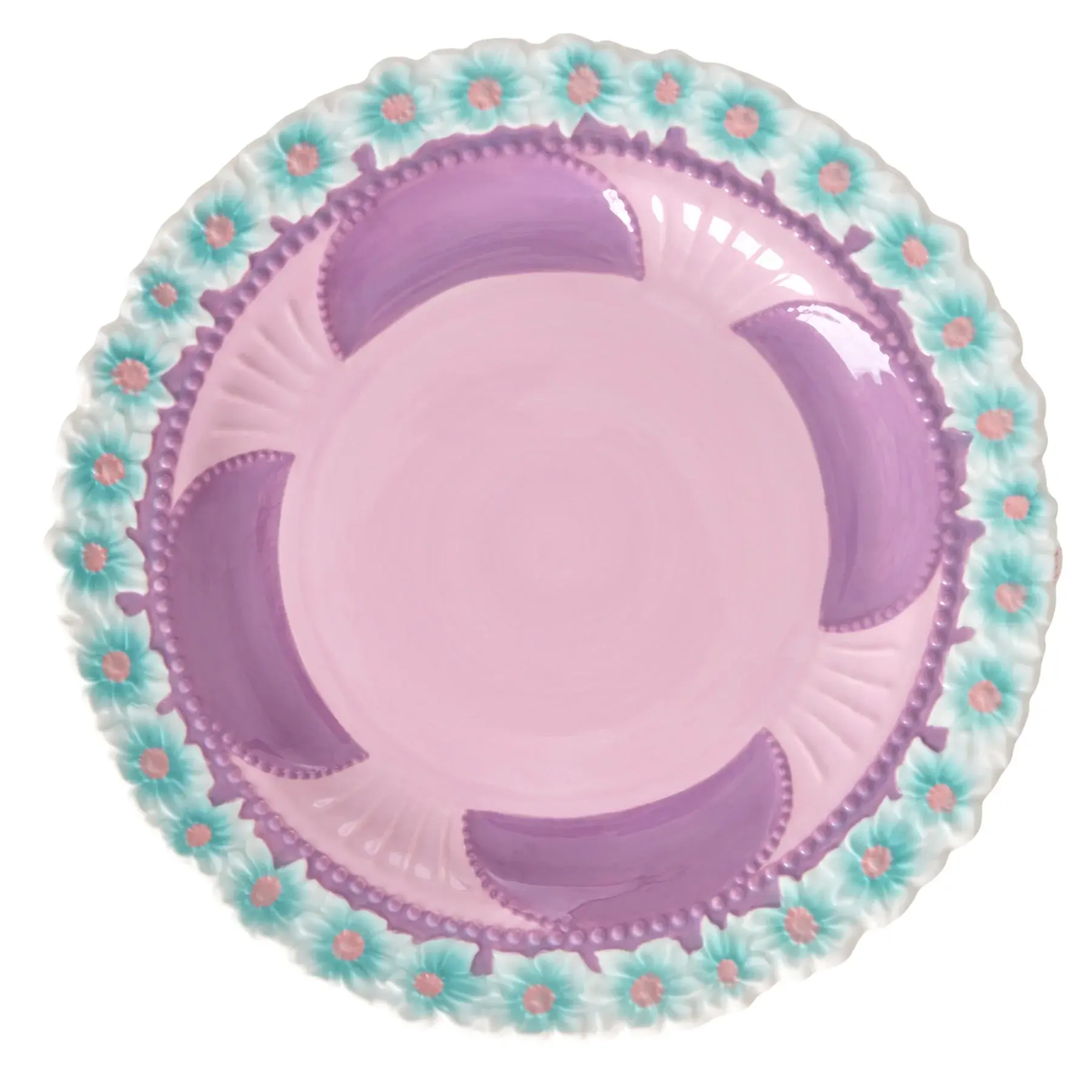 Rice Dinner Keramikteller – Ceramic Embossed Flower Design Lavender