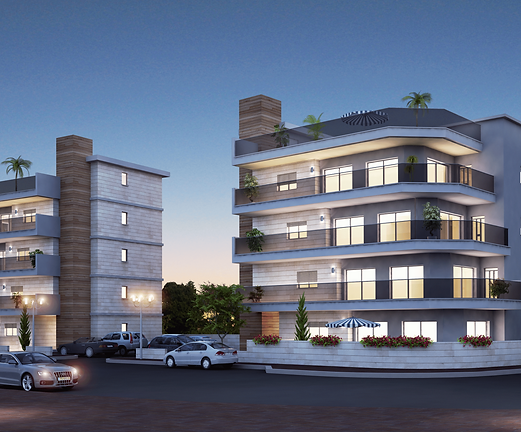 חזית בניין מגורים בצפון שנבנתה על ידי חברת אלקבץ