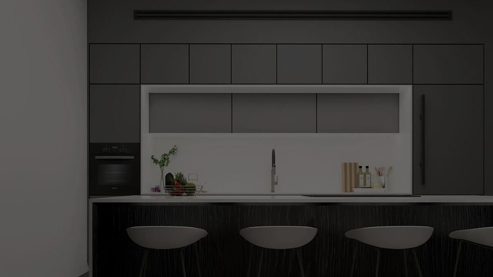 מטבח אפור לבן בבית פרטי