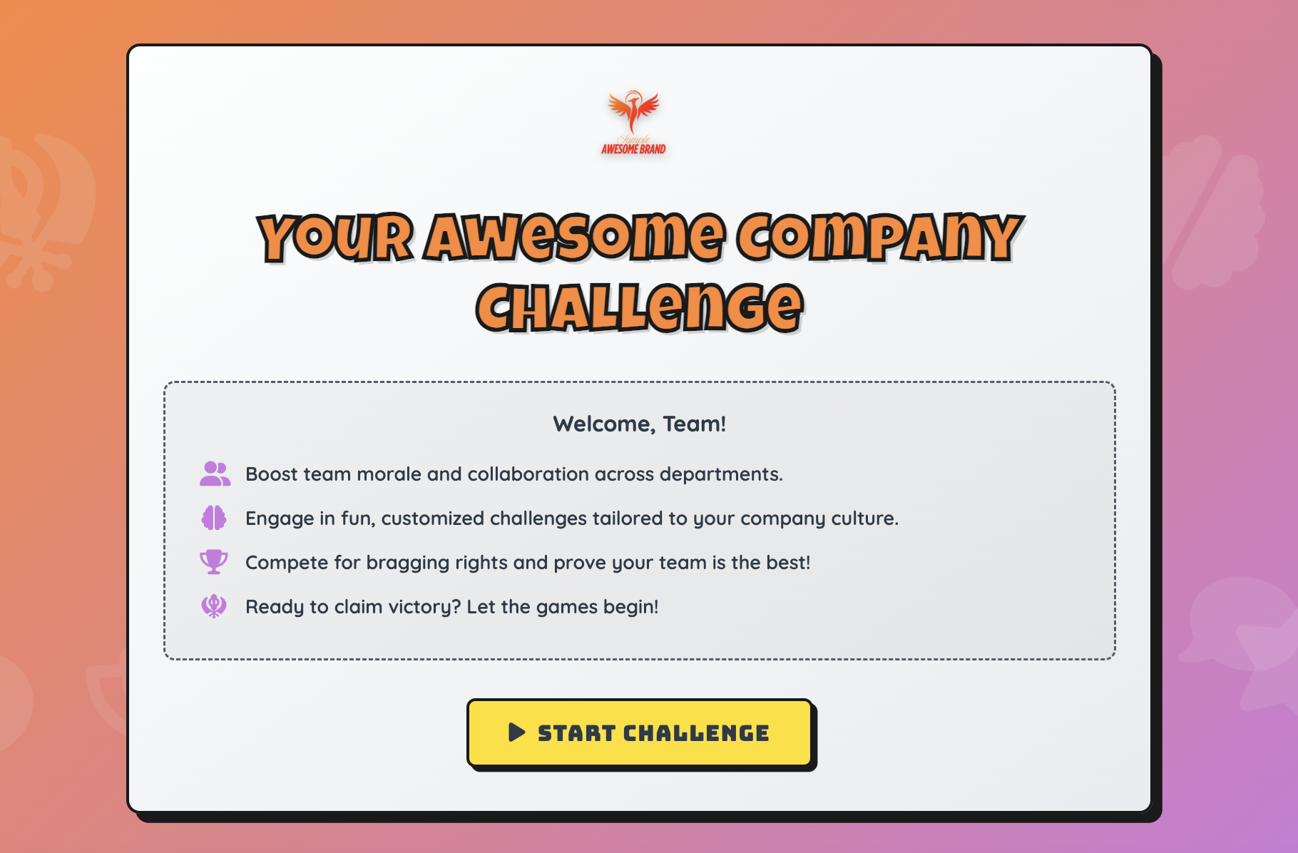 A personalized game pack with company branding