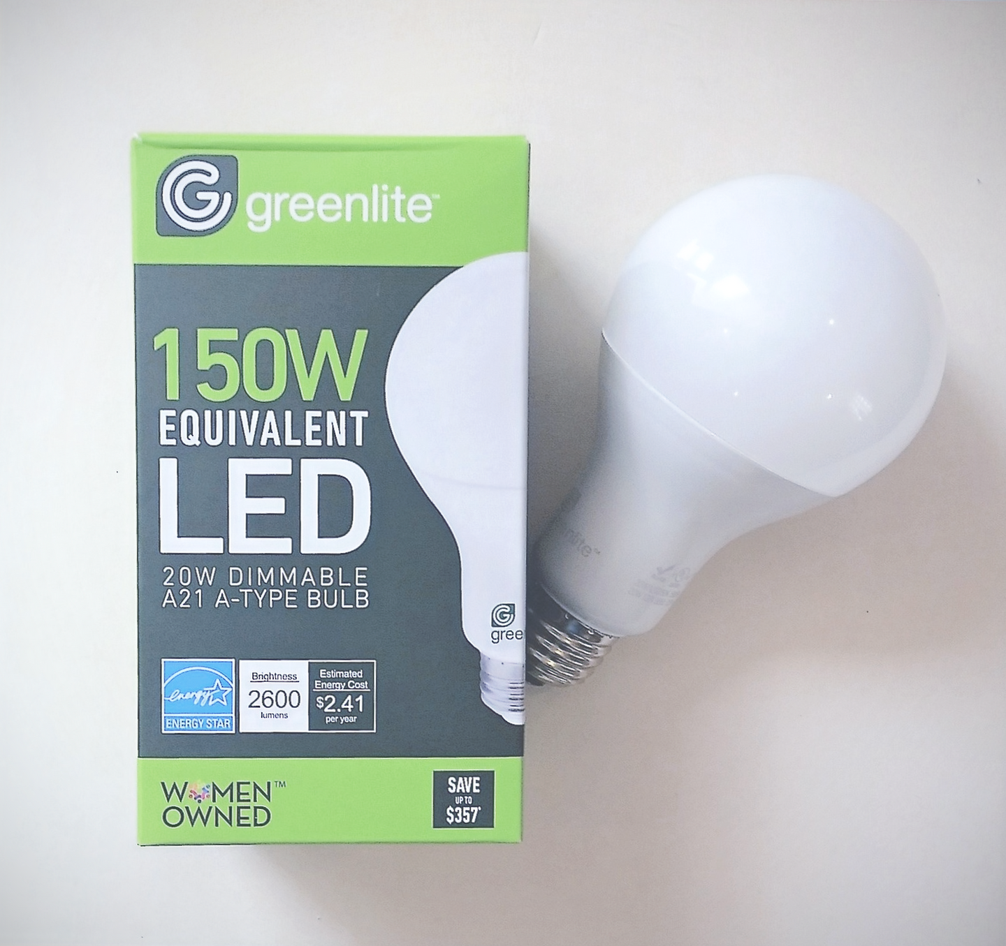 Greenlite 20W 5000K A21 E26 Dimmable LED Light Bulb 2600 Lumen 150 Watt Equal