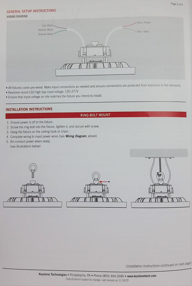 KT-RHLED100-12C-850-VDIM-P /G2 100W Keystone High Bay