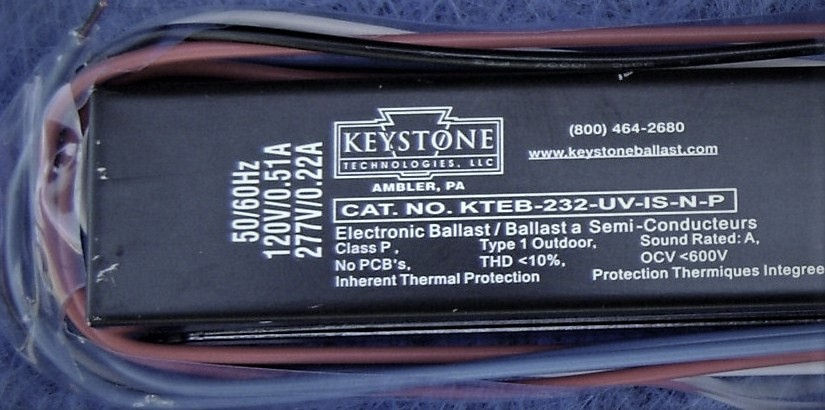 KTEB-232-UV-IS-N-P Ballast Front View