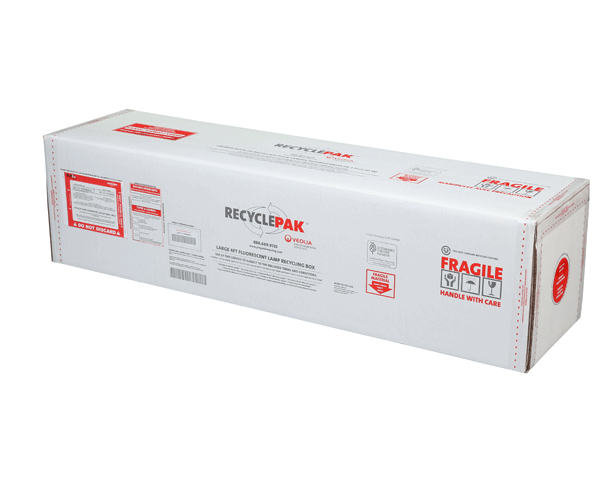 Large 4ft Veolia 8' 8ft HID Compact Fluorescent Recycle Paks Pre-paid Boxes