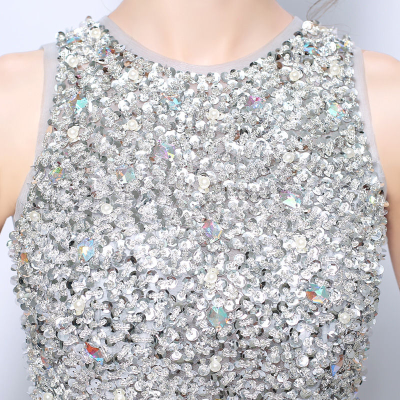 Thumbnail: Sabrina Sparkle High Low Dress in Silver Grey