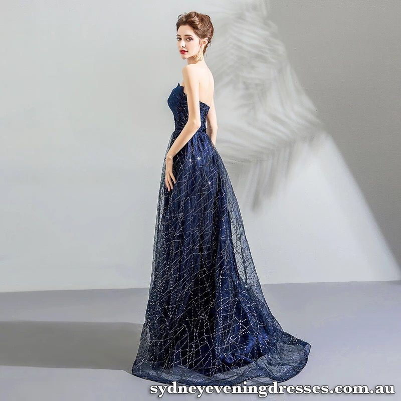 Thumbnail: After Sunset Beaded Formal Dress in Blue