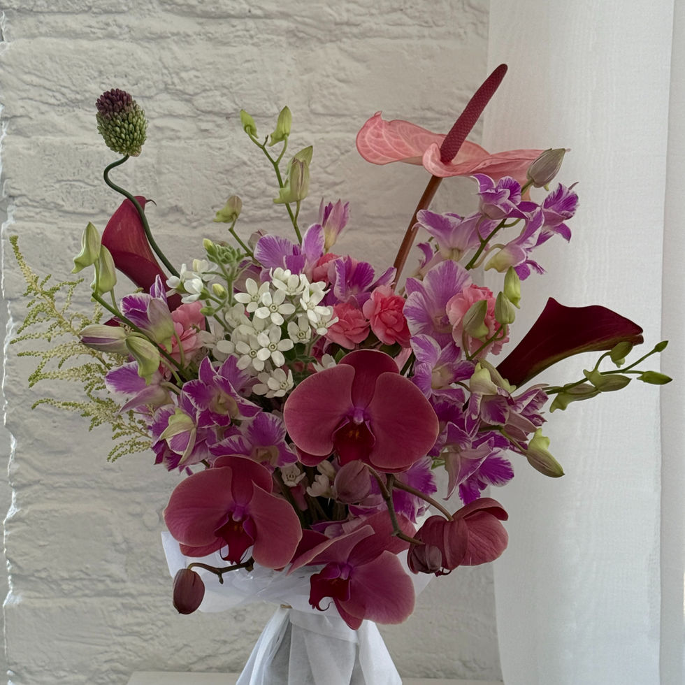 Luxury Signature Artist Bouquet by Barley Flower Studio, hand-tied with seasonal flowers and finished in Korean-wrapping