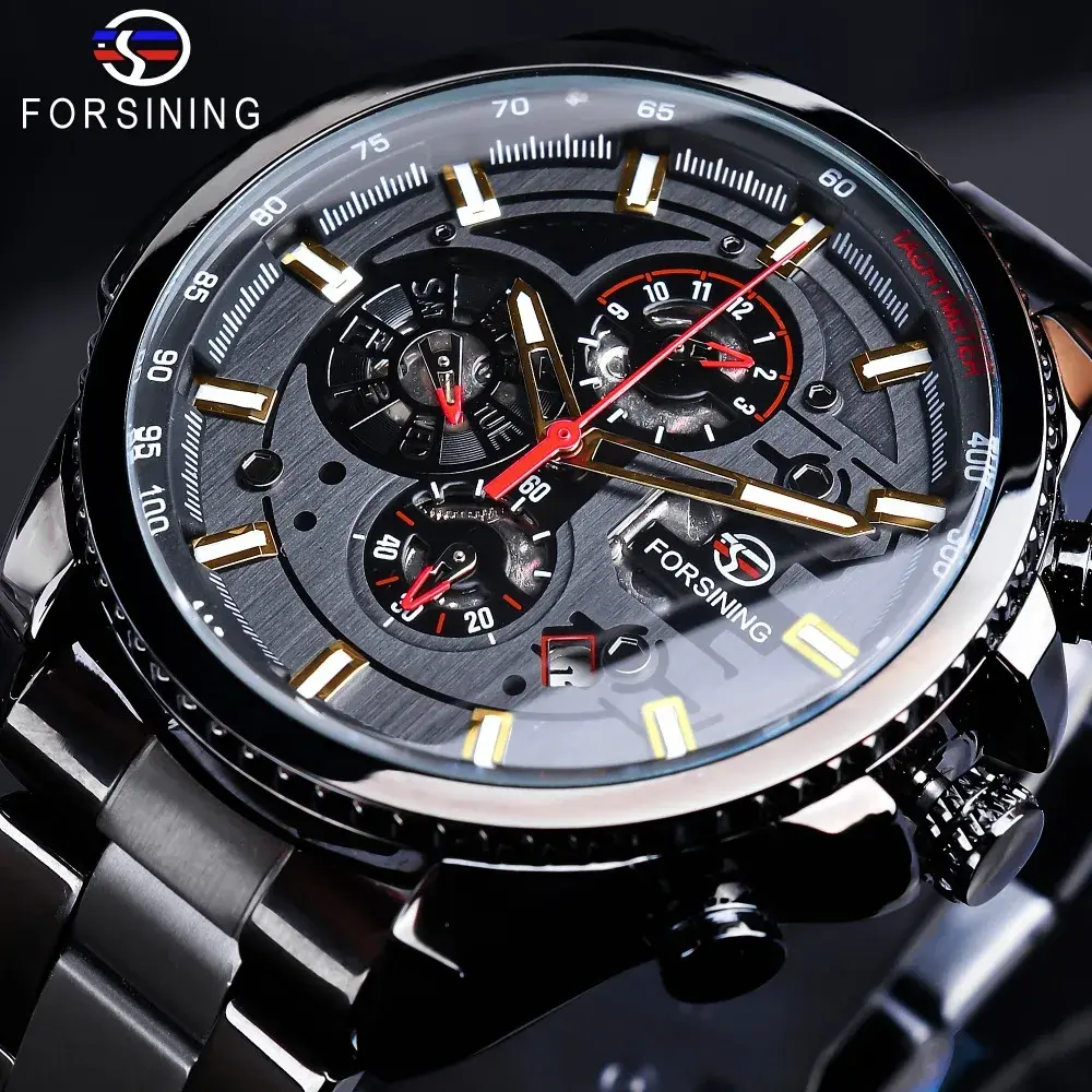 Forsining 2019 3 Dial Calendar Multifunction Military Luminous Hand Mens