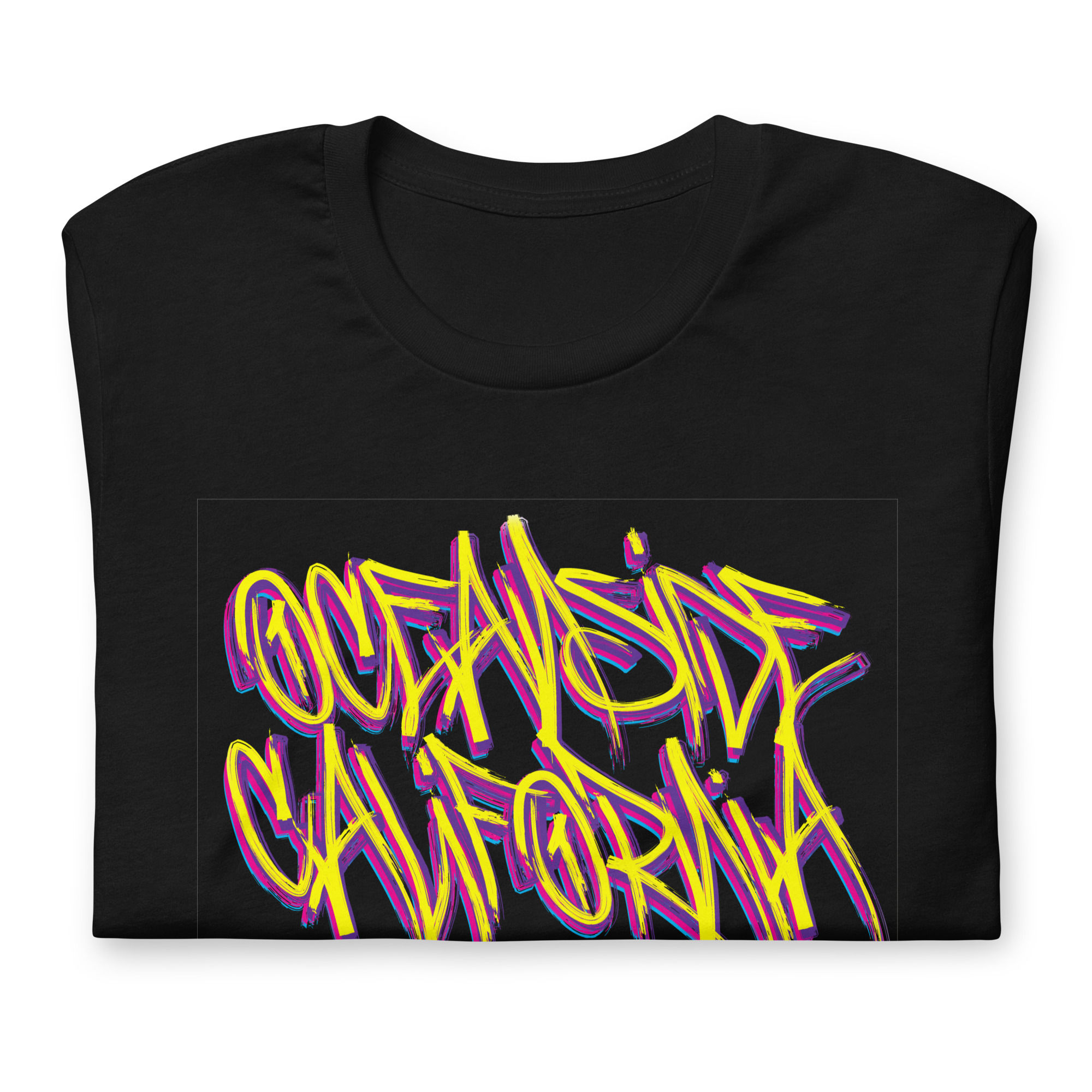 Black unisex t-shirt with 'OCEANSIDE CALIFORNIA' text