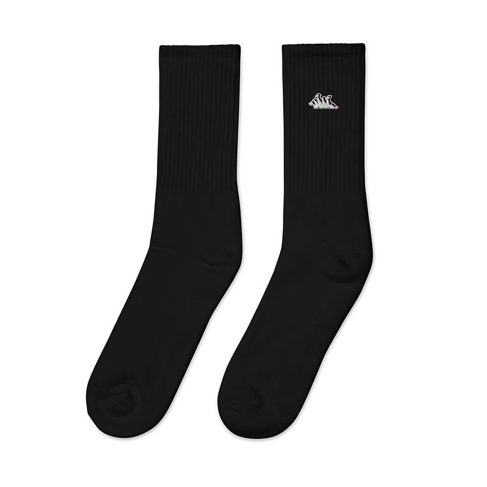 Thumbnail: Pair of black socks with white logo