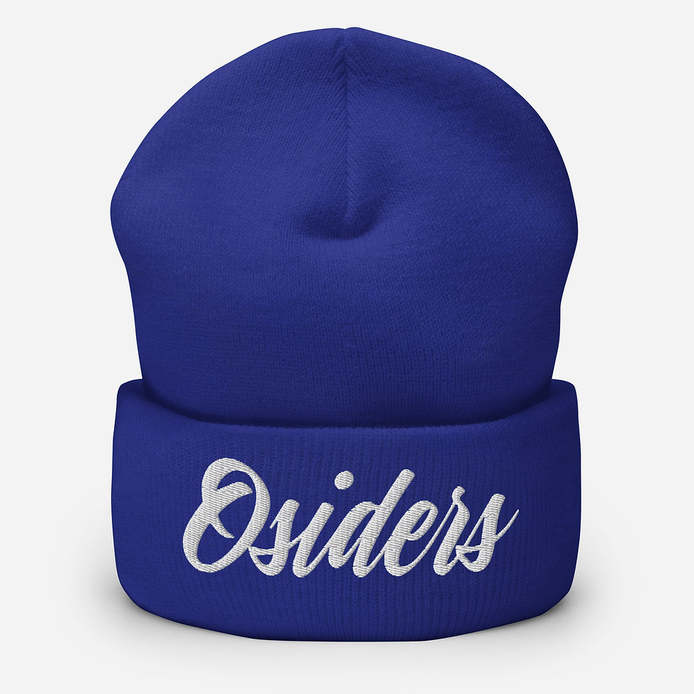 Thumbnail: Blue beanie with 'Osiders' embroidered in white script