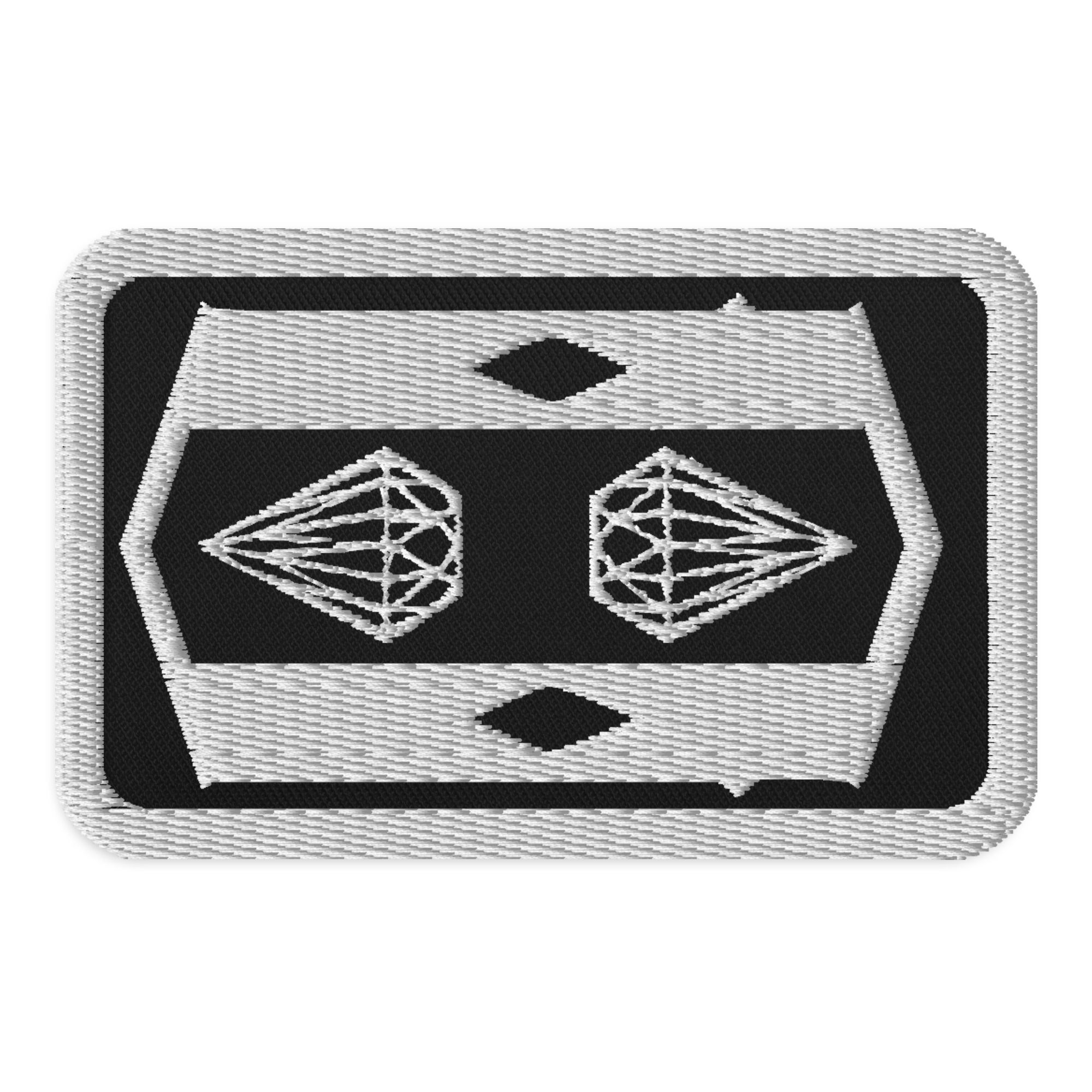 Black and white embroidered geometric patch